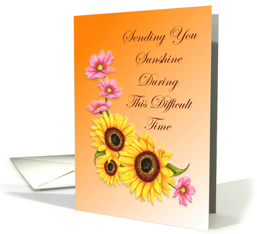 Sympathy Spiritual Sunflowers and Pink Cosmos Floral Condolences card