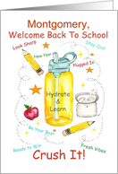 Back to School Crush It Water Bottle and Ear Buds Customize With Name