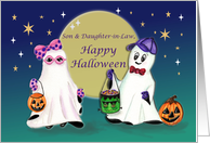 Son and Daughter in Law Happy Halloween Ghost Couple Trick or Treat card