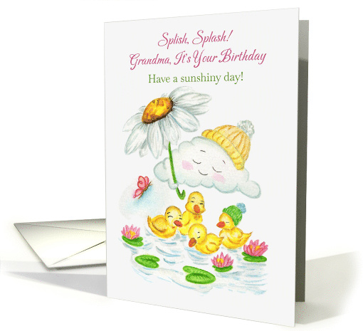 Grandma Splish Splash Birthday Ducklings and Daisy Umbrella card