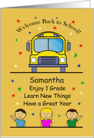 First Grade First Day of School Bus and Friends Customize Name