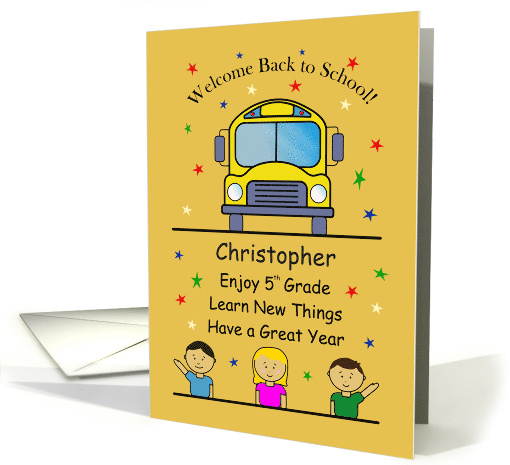 Fifth Grade First Day of School Bus and Friends Customize Name card