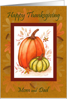 Mom and Day Happy Thanksgiving Fall Gourds Leaves Acorn card