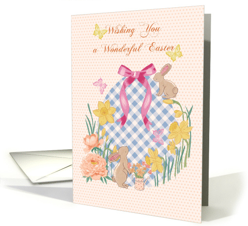 Easter Wishes with Rabbits and a Bow on Cute Egg card (1971876)
