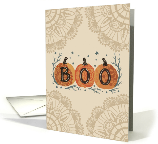 lace patterned pumpkins BOO for Halloween card (2001992)