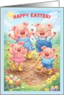 For Kids Easter Cute Funny Pigs in a Spring Garden card