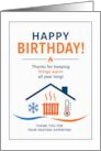 HVAC Birthday Heating Technician Warm Wishes Design card