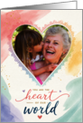 Pastel Heart Photo Frame for Mom Watercolor Love Family Custom card