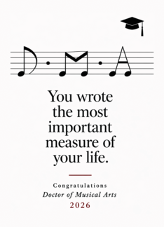 Doctor of Musical Arts Graduation, Music Notes Design DMA 2026