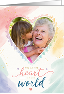 Pastel Heart Photo Frame for Mom Watercolor Love Family Custom card