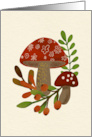 Cottagecore Mushrooms with Red Tops Blank for Any Occasion card