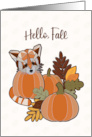 Hello Fall Fox and Pumpkins Autumn Greetings card
