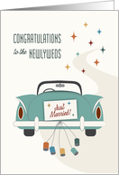 Just Married Wedding Congratulations Retro Car