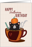 Halloween Birthday Black Cat Pumpkin Coffee Mug