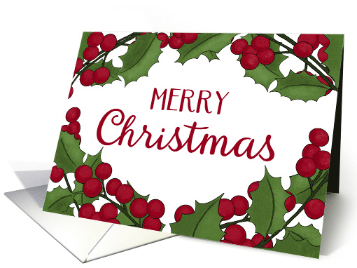 Merry Christmas Holly and Berries Greeting card (1995130)