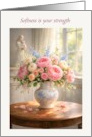 Mother’s Day Peony Bouquet and Mother Statue card