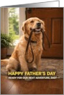 Father’s Day Golden Retriever with Leash by Front Door card