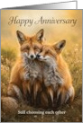 Anniversary with Loving Fox Pair in Golden Meadow for Spouse card
