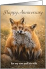 Anniversary for Son and Wife with Loving Foxes card