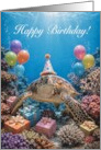 Birthday Sea Turtle Underwater Party card