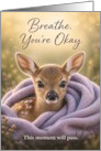 Encouragement Fawn Wrapped in Lavender Blanket card