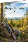 Birthday Hunting Gear in Mountain Forest card