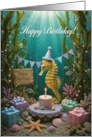 Birthday Seahorse Underwater Party Celebration card