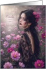 Birthday October Cosmos Gothic Floral Portrait card