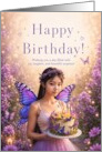 Birthday Butterfly Fairy Girl Holding Birthday Cake card