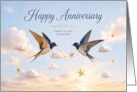 Anniversary Swallows Carrying Stars for Spouse card