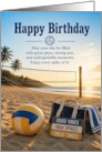 Birthday Beach Volleyball at Sunset by the Ocean card