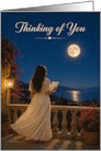 Thinking of You Woman Reading Letter Under Moonlight card