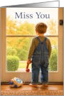 Miss You Child at Window with Toy Phone card