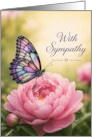 Sympathy Butterfly on Pink Peony Blossom card