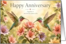 Anniversary Hummingbirds Among Blooming Flowers for Spouse card
