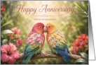 Anniversary Colorful Lovebirds on Flowering Branch for Spouse card