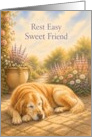 Pet Sympathy Golden Retriever Resting in Flower Garden card