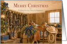 Christmas Wishes in a Festive Western Tack Room card