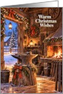 Christmas Rustic Blacksmith Workshop Warm Wishes card