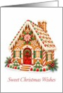 Christmas Gingerbread House with Candy Wreath and Peppermint card