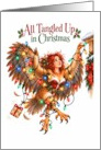 Christmas Harpy Tangled in Holiday Lights card