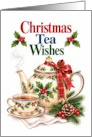 Christmas Tea with Holly Teapot and Cup card