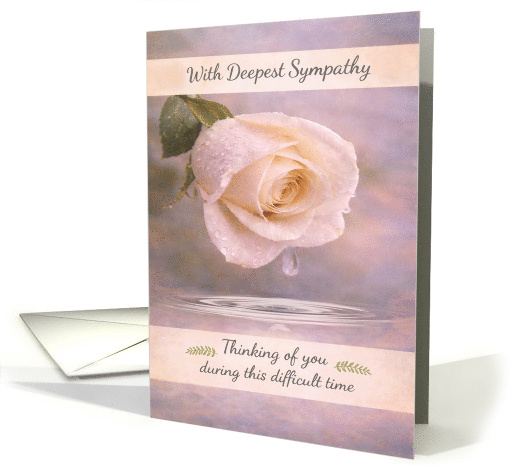 Sympathy White Rose with Water Droplet card (1977928)