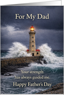 Father�s Day For My Dad Lighthouse Storm Waves card
