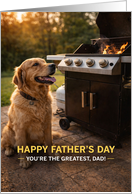 Father�s Day Dog Near Backyard Barbeque card