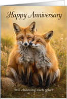 Anniversary with Loving Fox Pair in Golden Meadow for Spouse