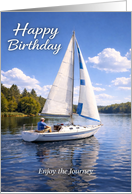 Birthday Sailboat on Calm Lake Enjoy the Journey