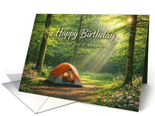 Birthday Spring Forest Camping Adventure Tent Scene card (1979912)