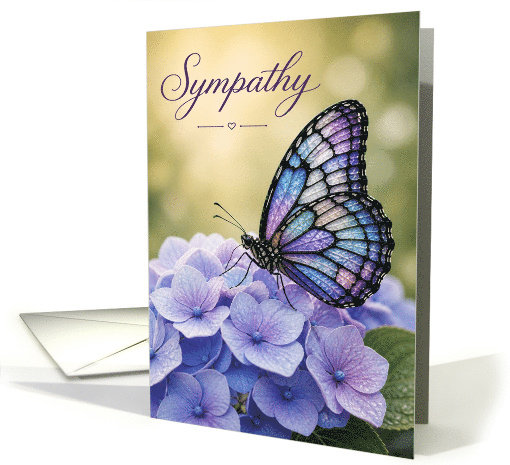Sympathy Stained Glass Butterfly on Hydrangea Bloom card (1982370)