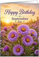 Birthday September Birth Flower Aster Sunset card